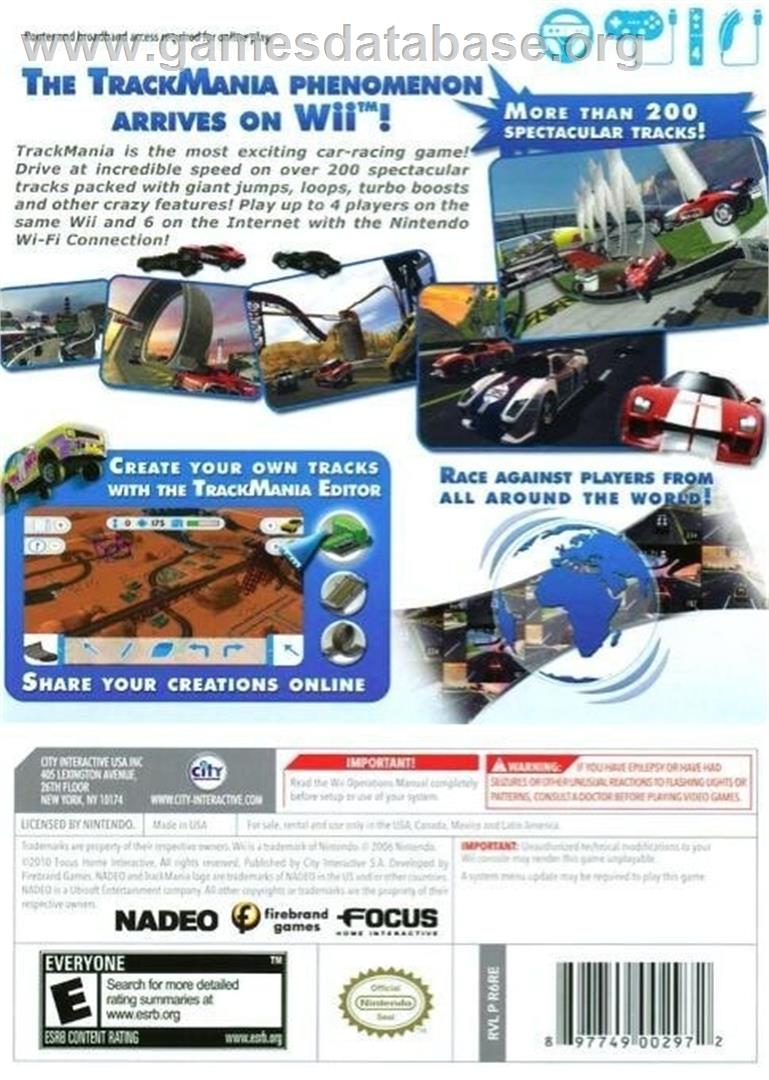Trackmania - Nintendo Wii - Artwork - Box Back