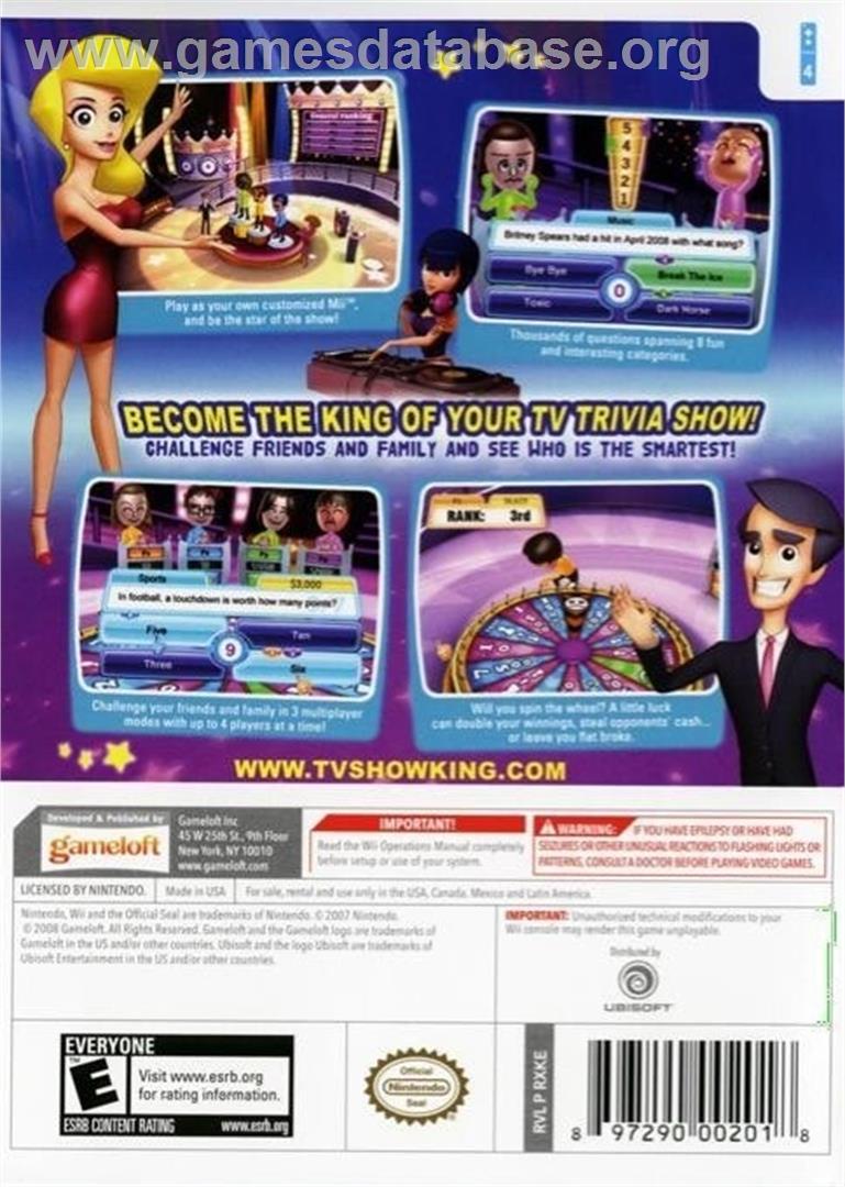 Tv Show King Party - Nintendo Wii - Artwork - Box Back
