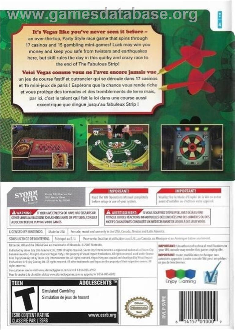 Vegas Party - Nintendo Wii - Artwork - Box Back