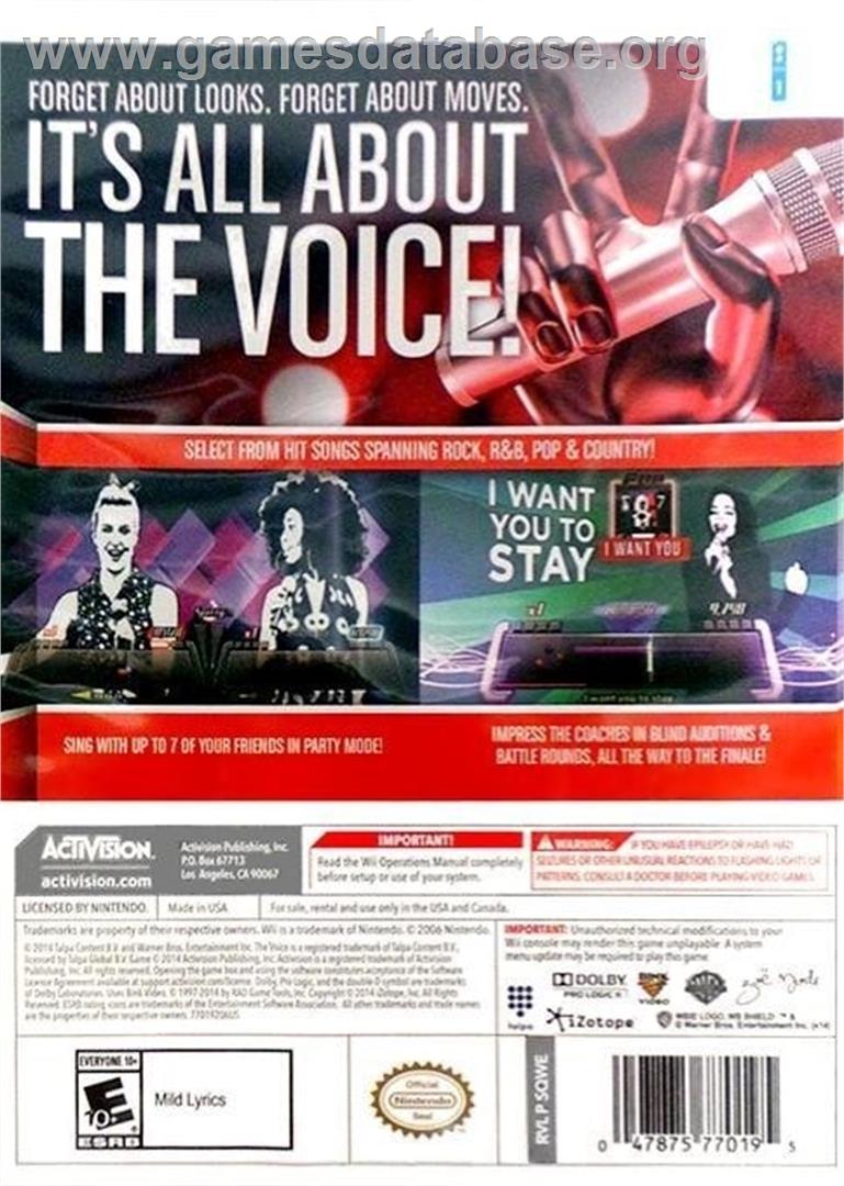 Voice - I Want You, The - Nintendo Wii - Artwork - Box Back