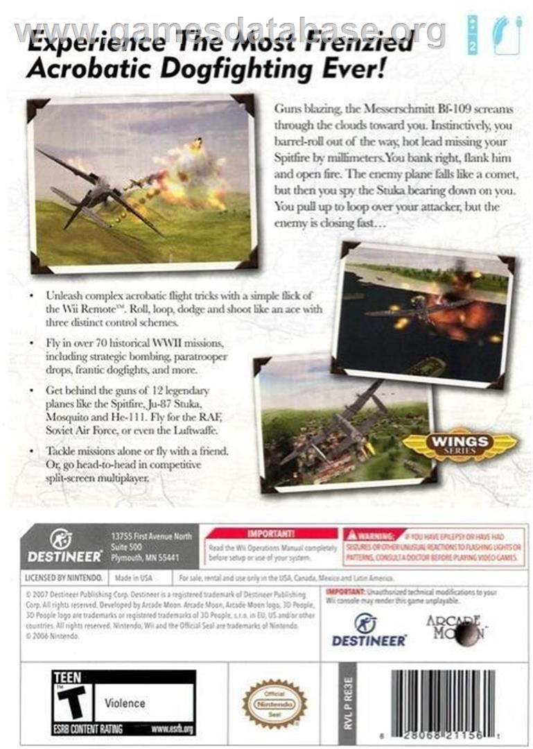WWII Aces - Nintendo Wii - Artwork - Box Back
