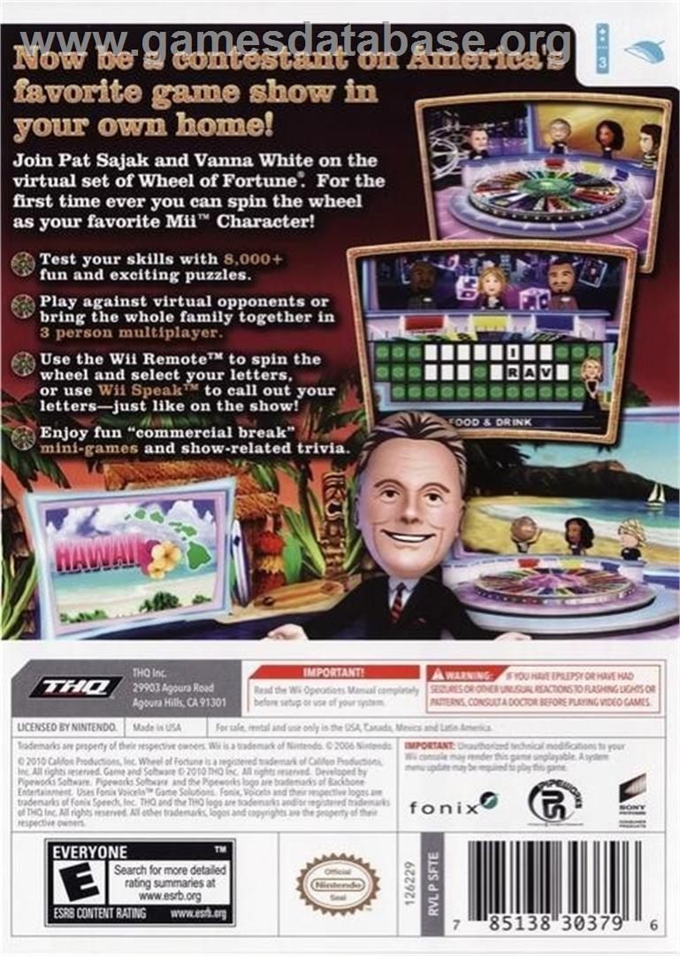Wheel Of Fortune - Nintendo Wii - Artwork - Box Back