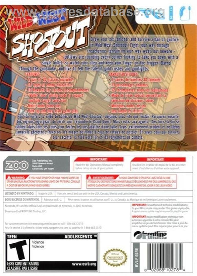 Wild West Shootout - Nintendo Wii - Artwork - Box Back