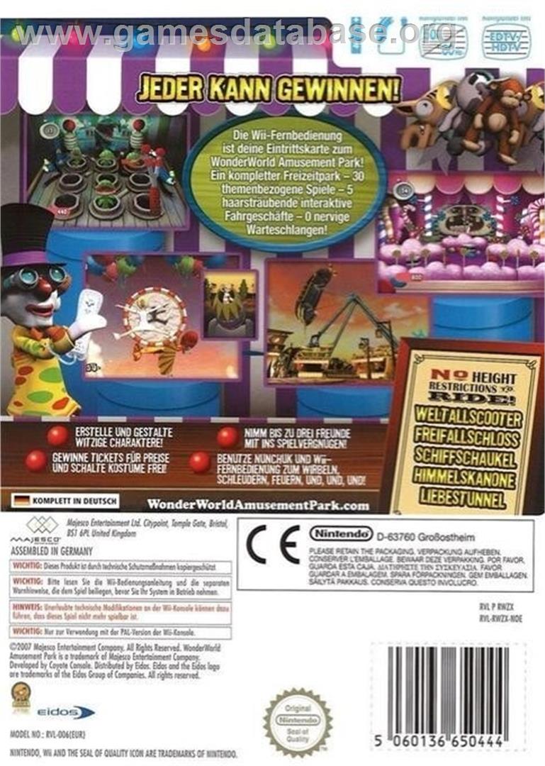 Wonder World Amusement Park - Nintendo Wii - Artwork - Box Back