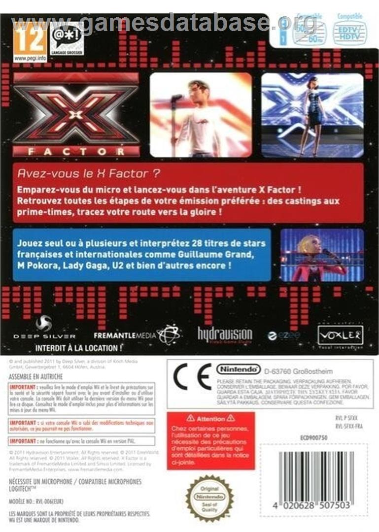 X Factor - Nintendo Wii - Artwork - Box Back