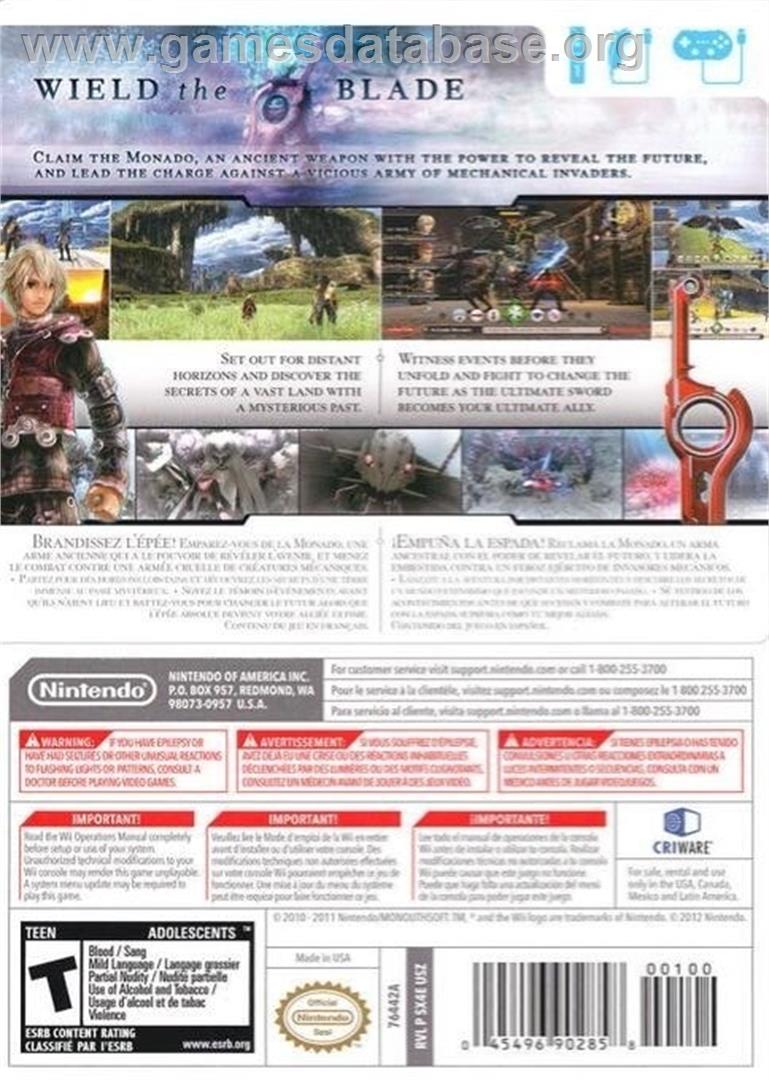 Xenoblade Chronicles - Nintendo Wii - Artwork - Box Back