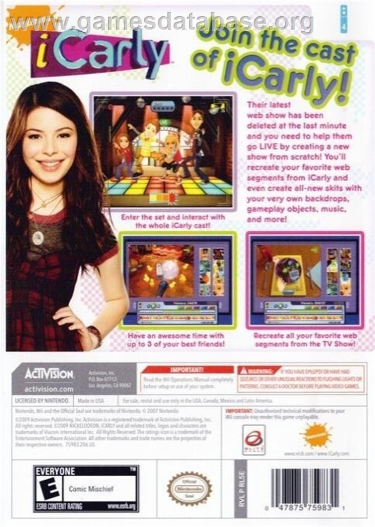 iCarly - Nintendo Wii - Artwork - Box Back