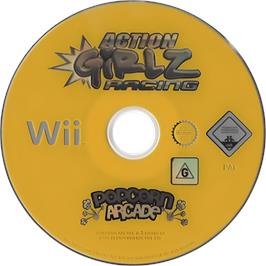 Cartridge artwork for Action Girlz Racing on the Nintendo Wii.
