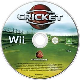 Cartridge artwork for Ashes Cricket 2009 on the Nintendo Wii.