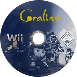 Cartridge artwork for Coraline on the Nintendo Wii.