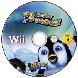 Cartridge artwork for Defendin' De Penguin on the Nintendo Wii.