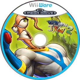 Cartridge artwork for Earthworm Jim 2 (SMD) on the Nintendo Wii.