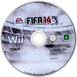 Cartridge artwork for Fifa 14 on the Nintendo Wii.