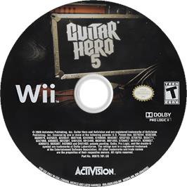Cartridge artwork for Guitar Hero 5 on the Nintendo Wii.
