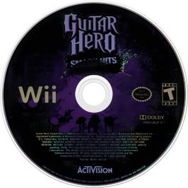 Cartridge artwork for Guitar Hero Greatest Hits on the Nintendo Wii.