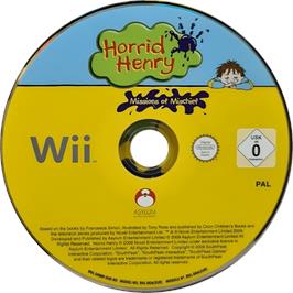 Cartridge artwork for Horrid Henry - Missions of Mischief on the Nintendo Wii.