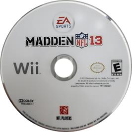 Cartridge artwork for Madden Nfl 13 on the Nintendo Wii.