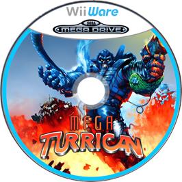 Cartridge artwork for Mega Turrican (SMD) on the Nintendo Wii.