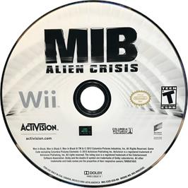 Cartridge artwork for Men In Black - Alien Crisis on the Nintendo Wii.