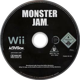 Cartridge artwork for Monster Jam on the Nintendo Wii.