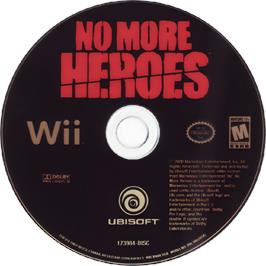Cartridge artwork for No More Heroes on the Nintendo Wii.