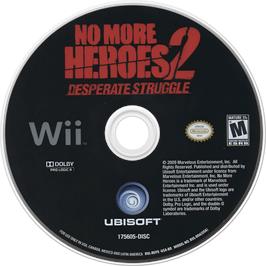 Cartridge artwork for No More Heroes 2 - Desperate Struggle on the Nintendo Wii.