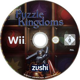 Cartridge artwork for Puzzle Kingdoms on the Nintendo Wii.