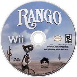 Cartridge artwork for Rango on the Nintendo Wii.