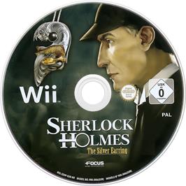Cartridge artwork for Sherlock Holmes - The Silver Earring on the Nintendo Wii.