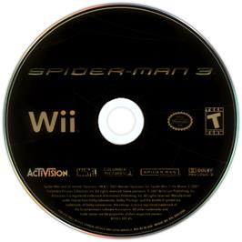 Cartridge artwork for Spider-man 3 on the Nintendo Wii.