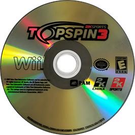 Cartridge artwork for Top Spin 3 on the Nintendo Wii.