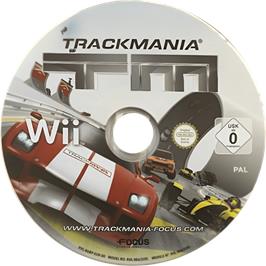 Cartridge artwork for Trackmania on the Nintendo Wii.