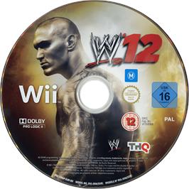 Cartridge artwork for Wwe'12 on the Nintendo Wii.