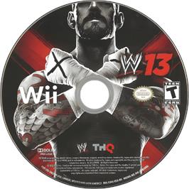 Cartridge artwork for Wwe'13 on the Nintendo Wii.