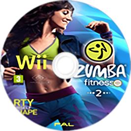 Cartridge artwork for Zumba Fitness 2 on the Nintendo Wii.