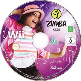 Cartridge artwork for Zumba Kids on the Nintendo Wii.
