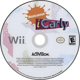 Cartridge artwork for iCarly on the Nintendo Wii.