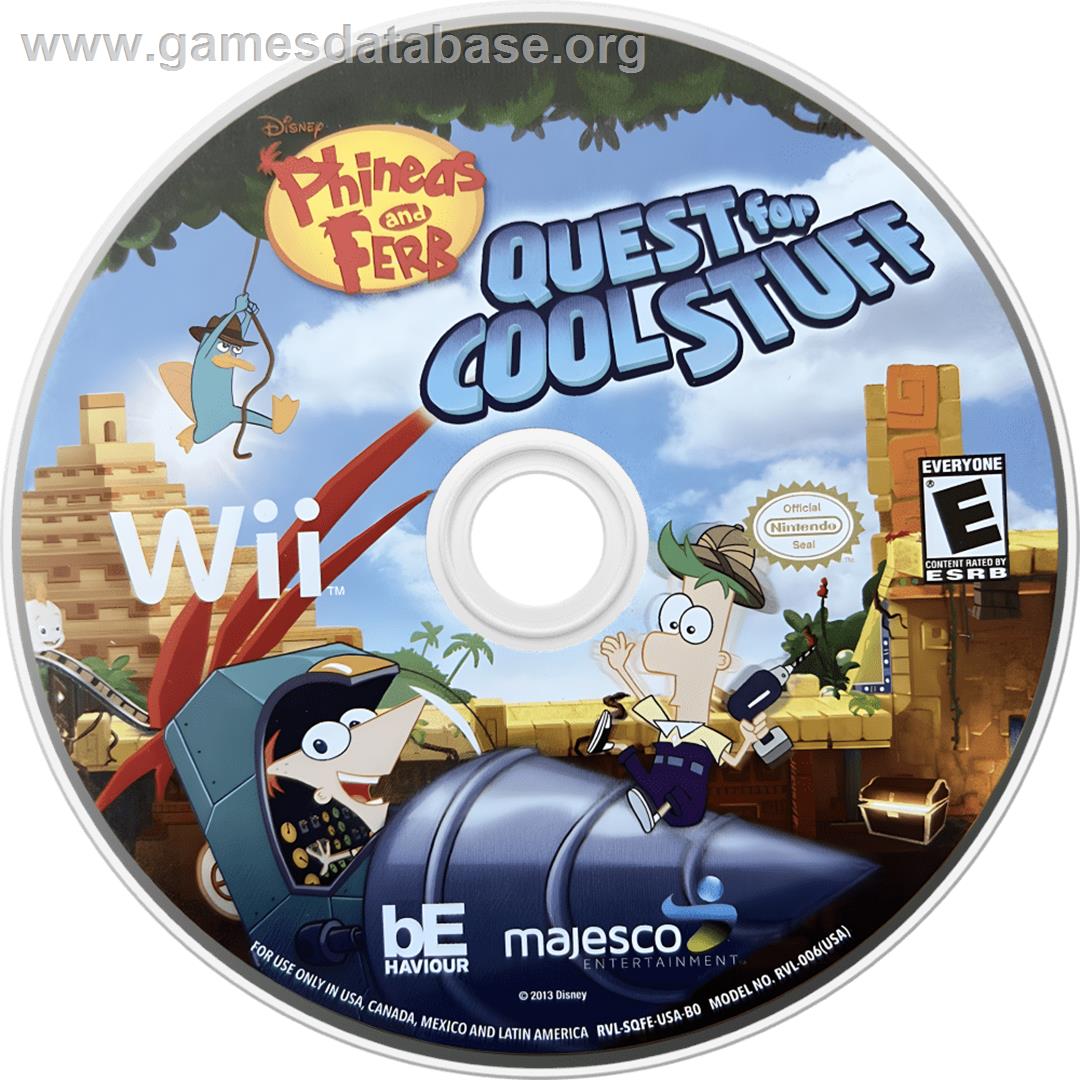 Disney Phineas And Ferb - Quest For Cool Stuff - Nintendo Wii - Artwork - Cartridge