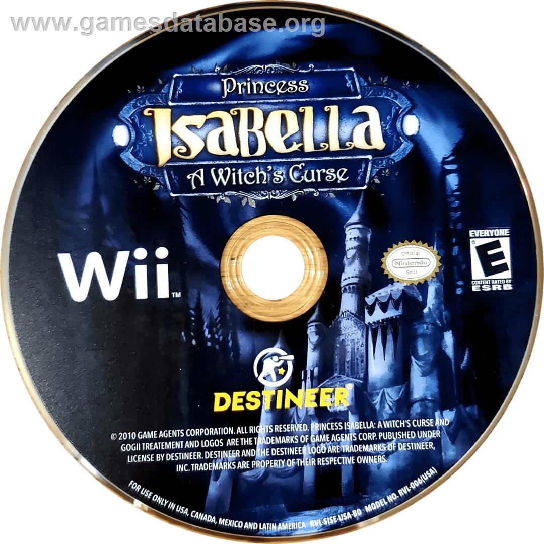 Princess Isabella : A Witch's Curse - Nintendo Wii - Artwork - Cartridge