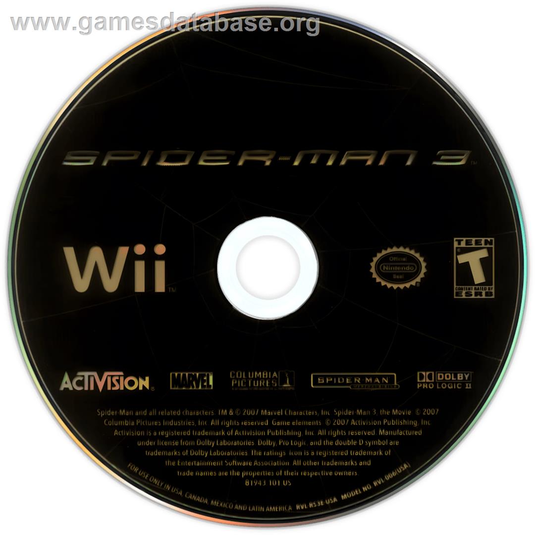 Spider-man 3 - Nintendo Wii - Artwork - Cartridge