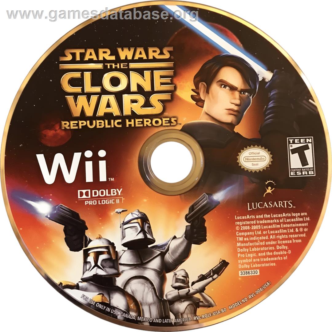 Star Wars The Clone Wars - Les Héros De La République - Nintendo Wii - Artwork - Cartridge