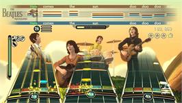 In game image of Beatles Rock Band, The on the Nintendo Wii.