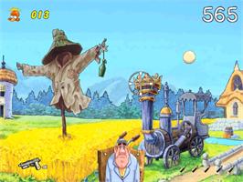 In game image of Chicken Shoot on the Nintendo Wii.