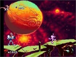 In game image of Earthworm Jim (SMD) on the Nintendo Wii.