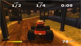 In game image of Monster Trucks Mayhem on the Nintendo Wii.