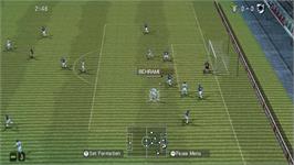 In game image of Pro Evolution Soccer 2008 on the Nintendo Wii.