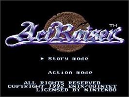 Title screen of Actraiser (SNES) on the Nintendo Wii.