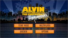 Title screen of Alvin And The Chipmunks - The Squeakquel on the Nintendo Wii.