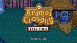Title screen of Animal Crossing - Let's Go To The City on the Nintendo Wii.
