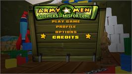 Title screen of Army Men - Soldiers Of Misfortune on the Nintendo Wii.